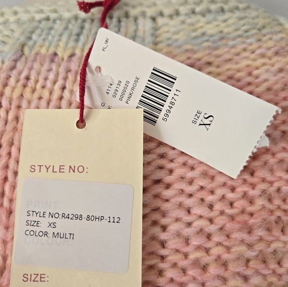 RAGA NWT Pastel Multicolor Knit Women's Sweater. Size Relaxed XS - Picture 5 of 10